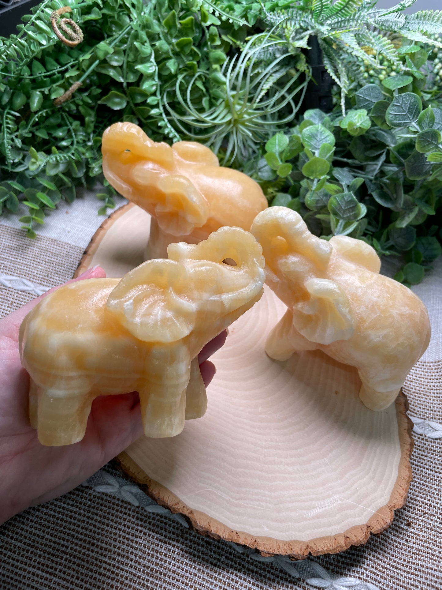 XL Yellow Calcite Elephant