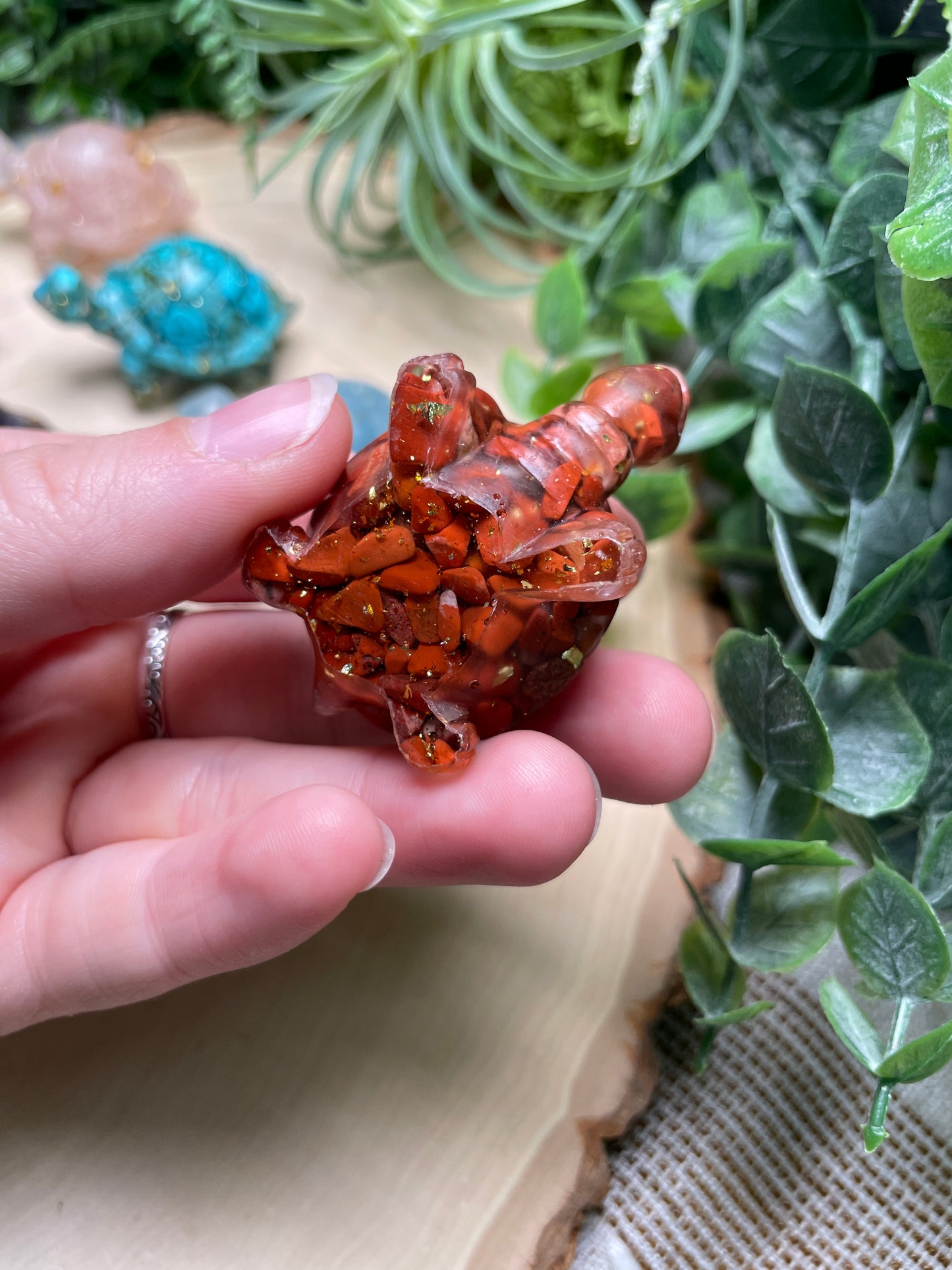 Resin Turtles with Crystal Chips