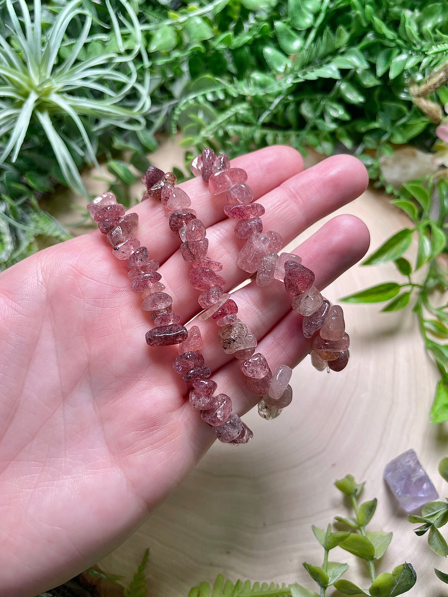 Strawberry Quartz Chip Bracelet