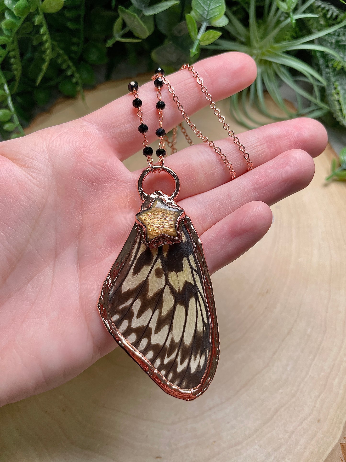 Sunstone Star Butterfly Wing Necklace