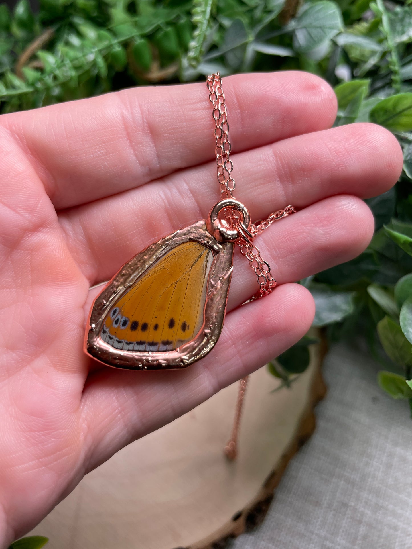 Peach Moonstone Butterfly Wing Necklace