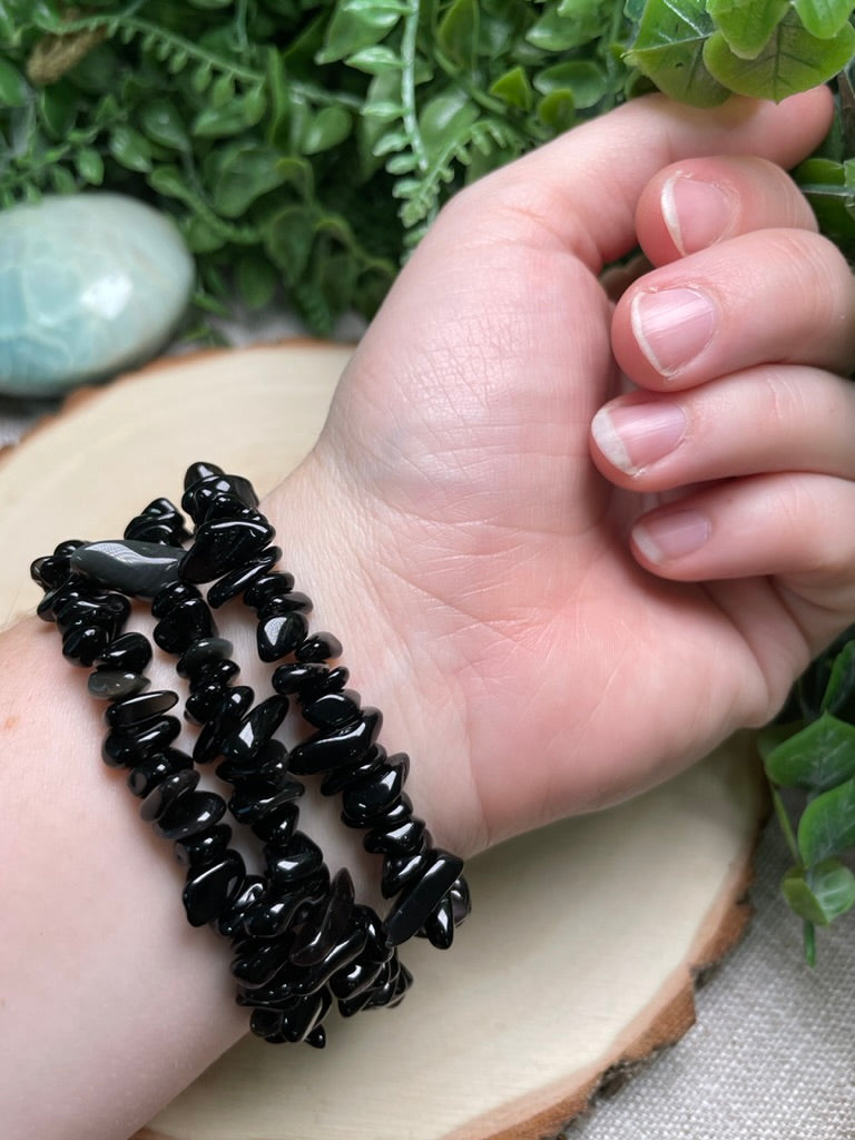 Rainbow Obsidian Chip Bracelet