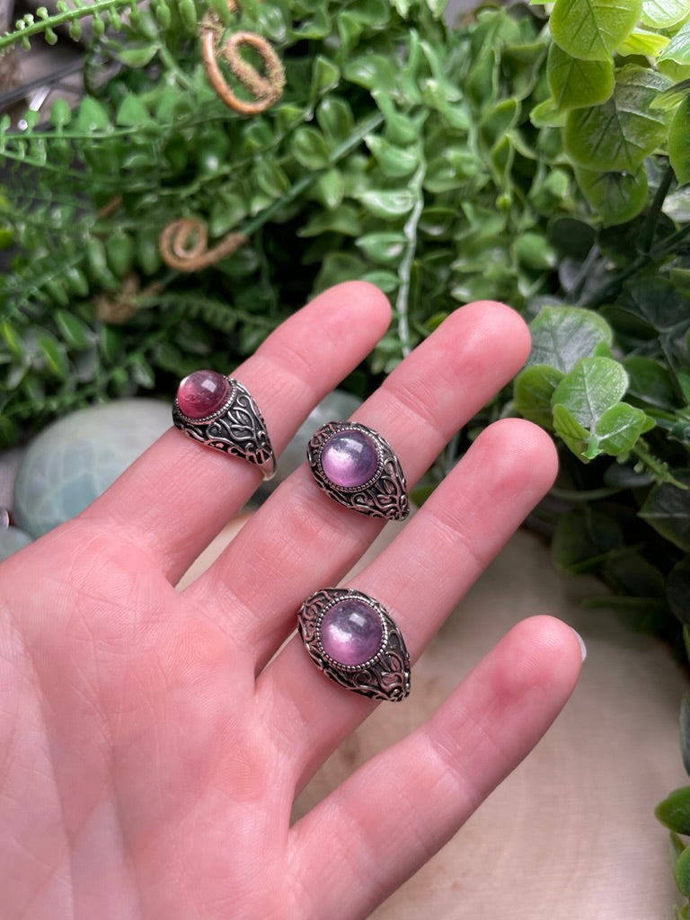 Gem Lepidolite Adjustable Ring