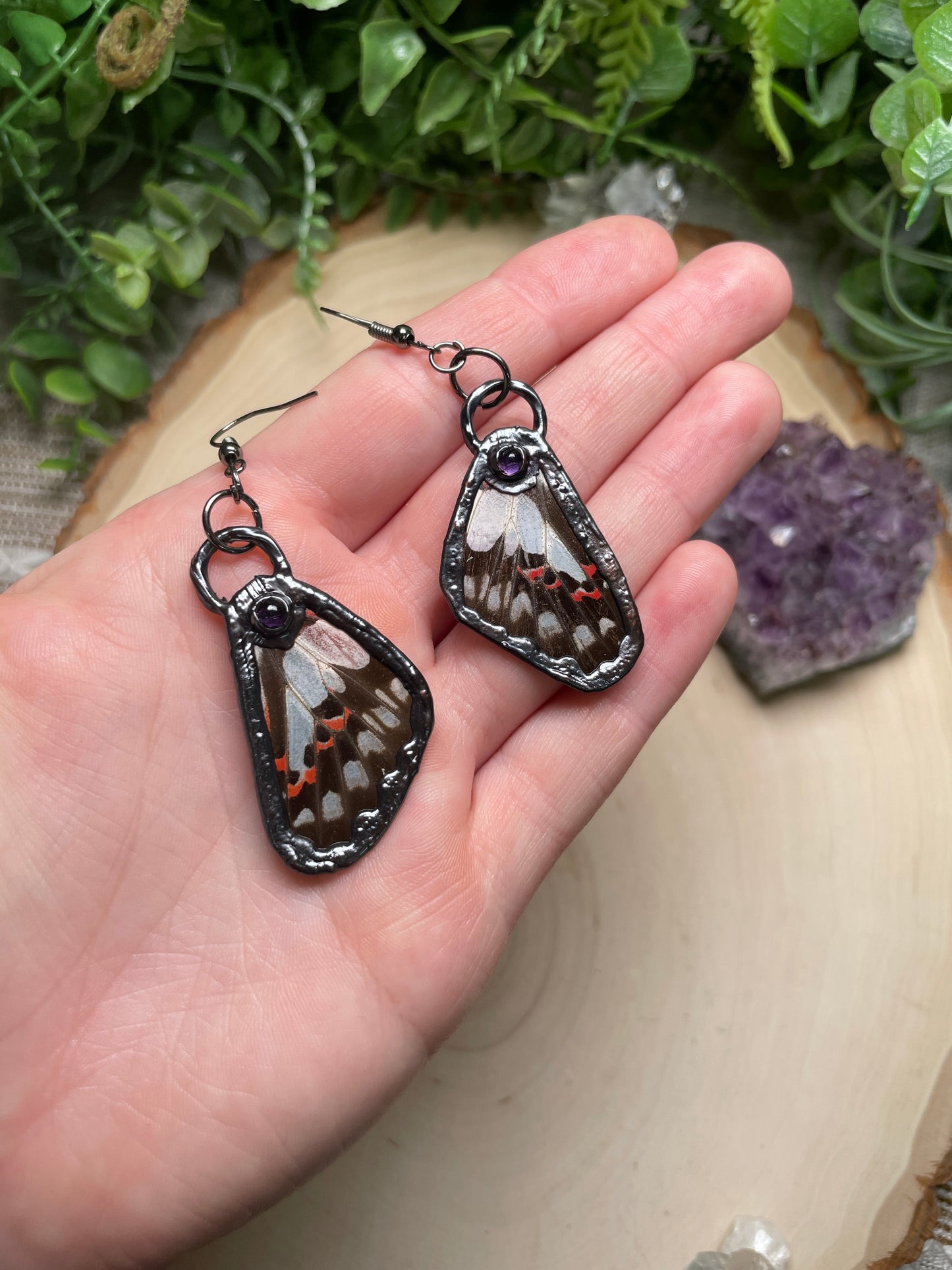 Amethyst Butterfly Wing Earrings