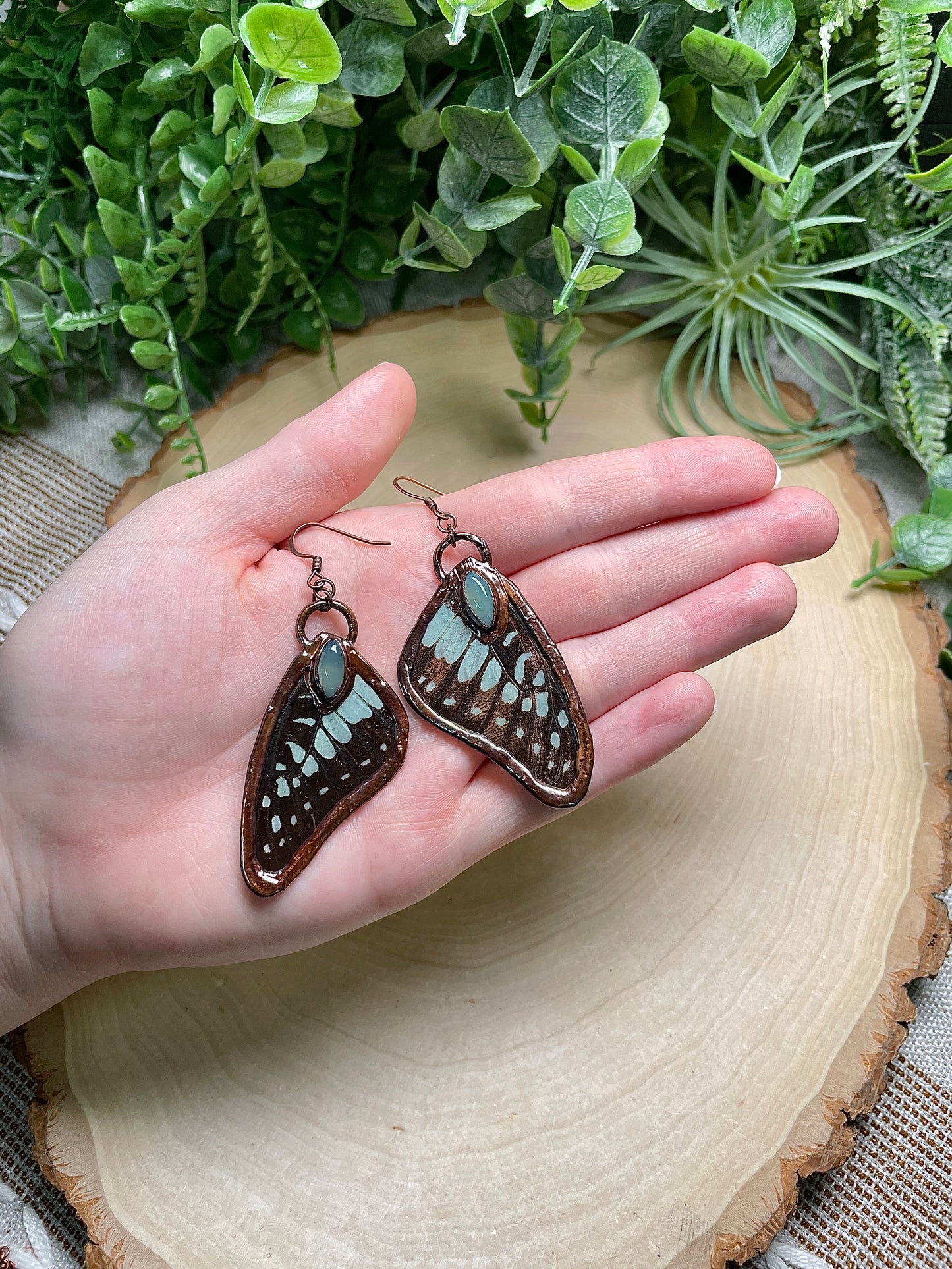 Prehnite Butterfly Wing Earrings