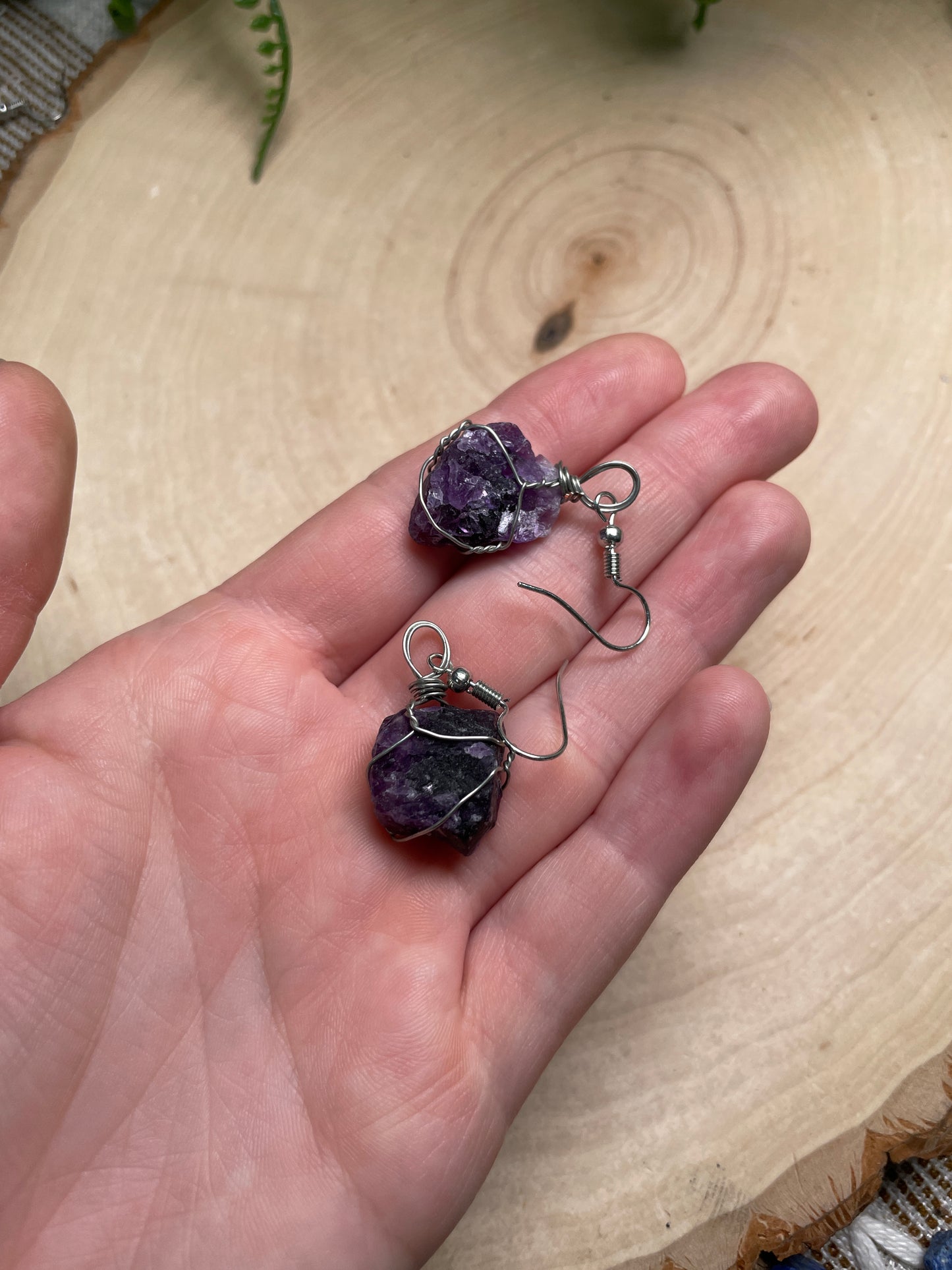 Wire Wrapped Crystal Earrings