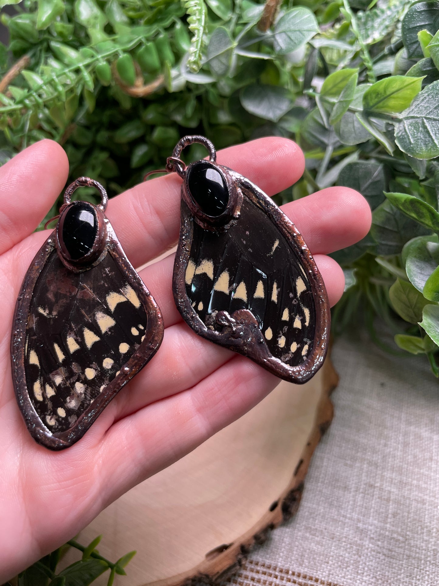 Obsidian Butterfly Wing Earrings