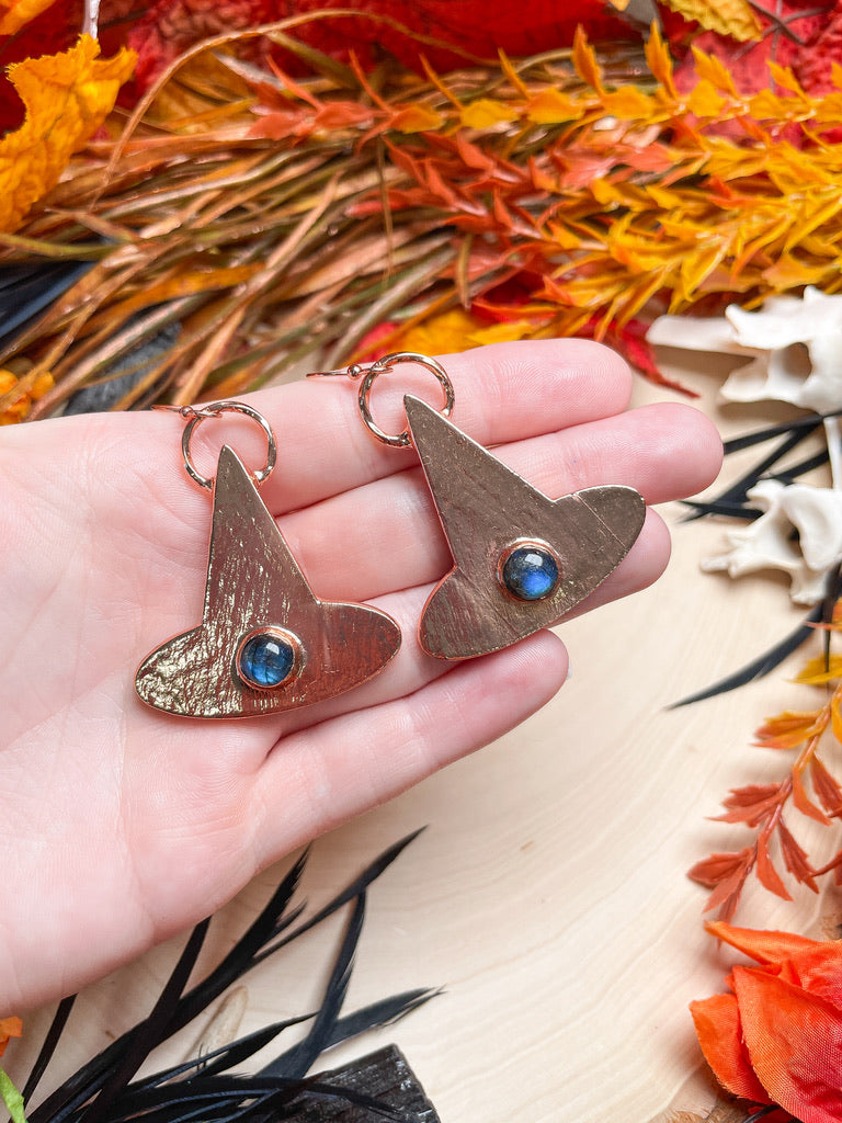 Labradorite Witch's Hat Earrings