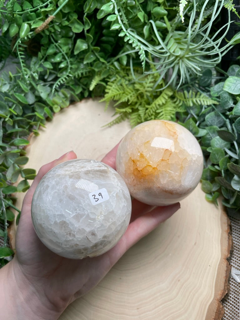 Quartz and Flower Agate Sphere