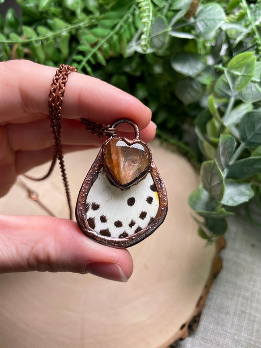 Fire Quartz Butterfly Wing Necklace