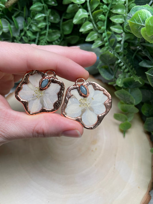 Flower and Aquamarine Earrings