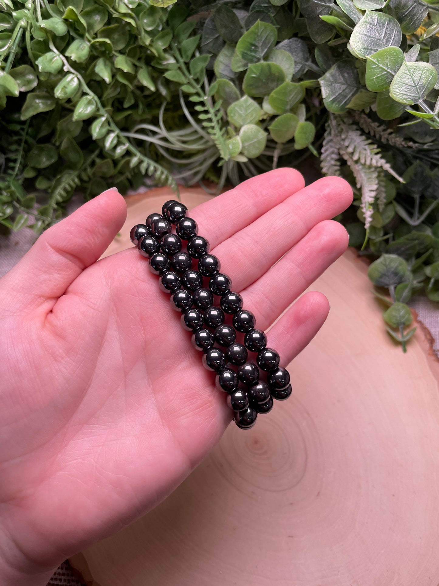 8mm Beaded Hematite Bracelet