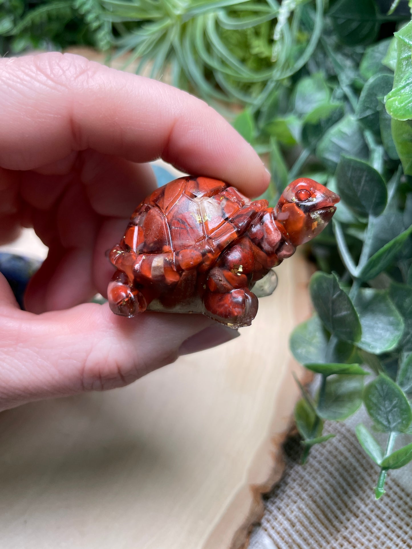 Resin Turtles with Crystal Chips