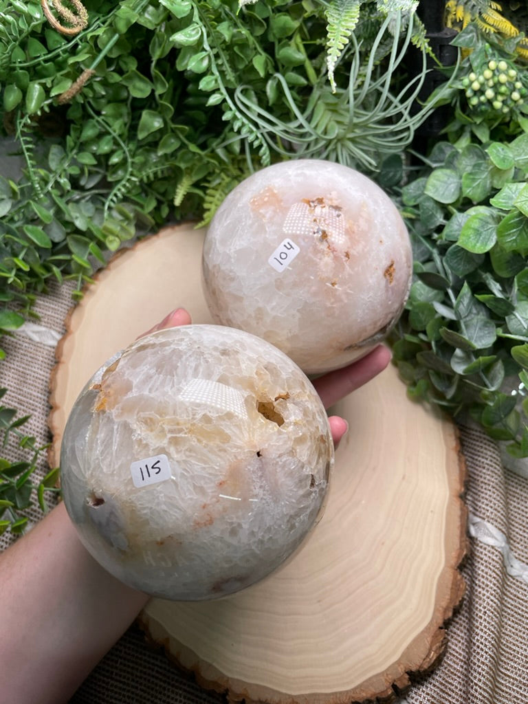 Quartz and Flower Agate Sphere