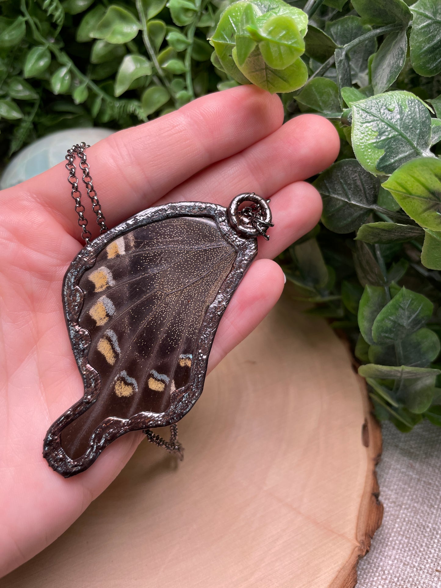 Gold Rutile Quartz Butterfly Wing Necklace