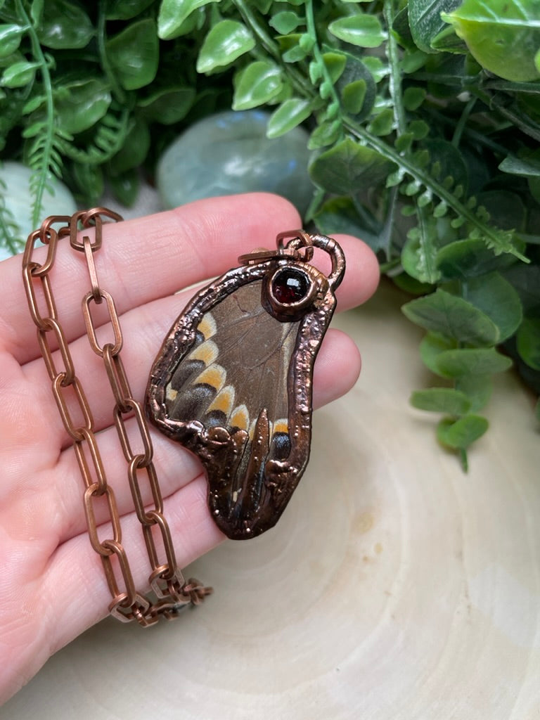 Butterfly Wing and Garnet Necklace