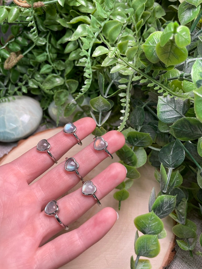 Labradorite Heart Adjustable Ring