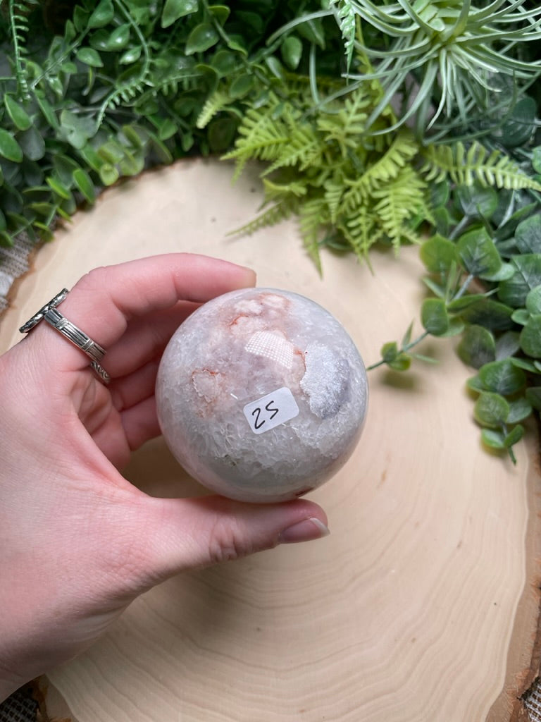 Quartz Mixture Sphere with Agate and/ or Flower Agate Inclusions