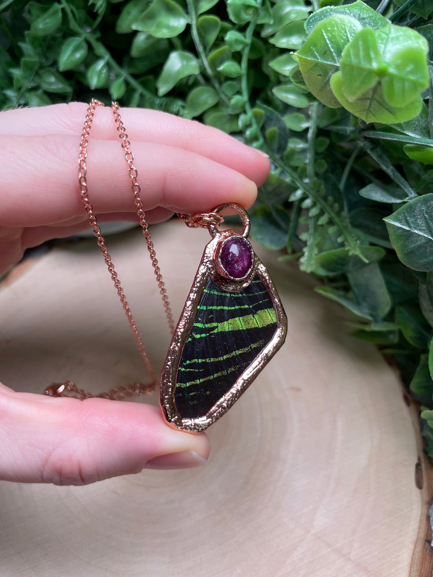 Star Ruby Butterfly Wing Necklace