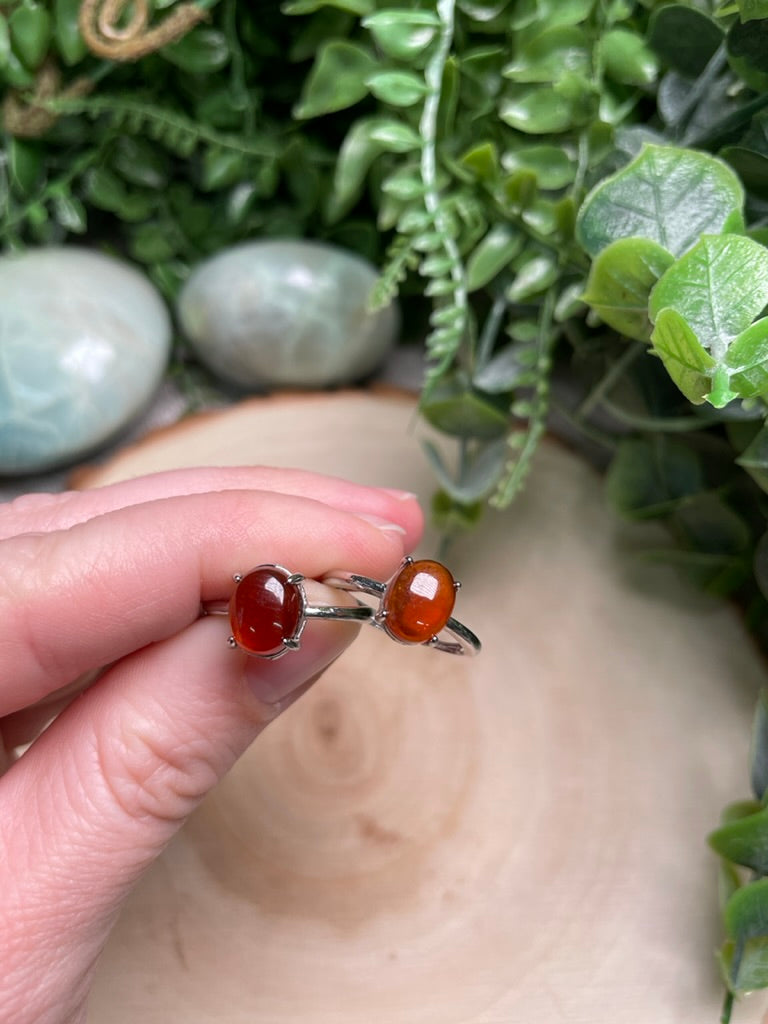 Red Agate Adjustable Ring