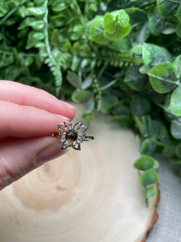 Crystal Butterfly Adjustable Ring