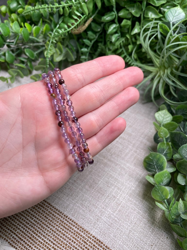 Purple Garden Quartz 4mm Beaded Bracelet