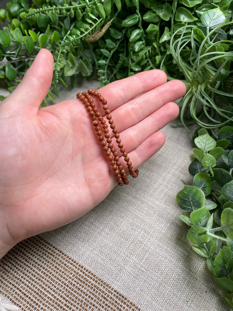 Goldstone 4mm Beaded Bracelet