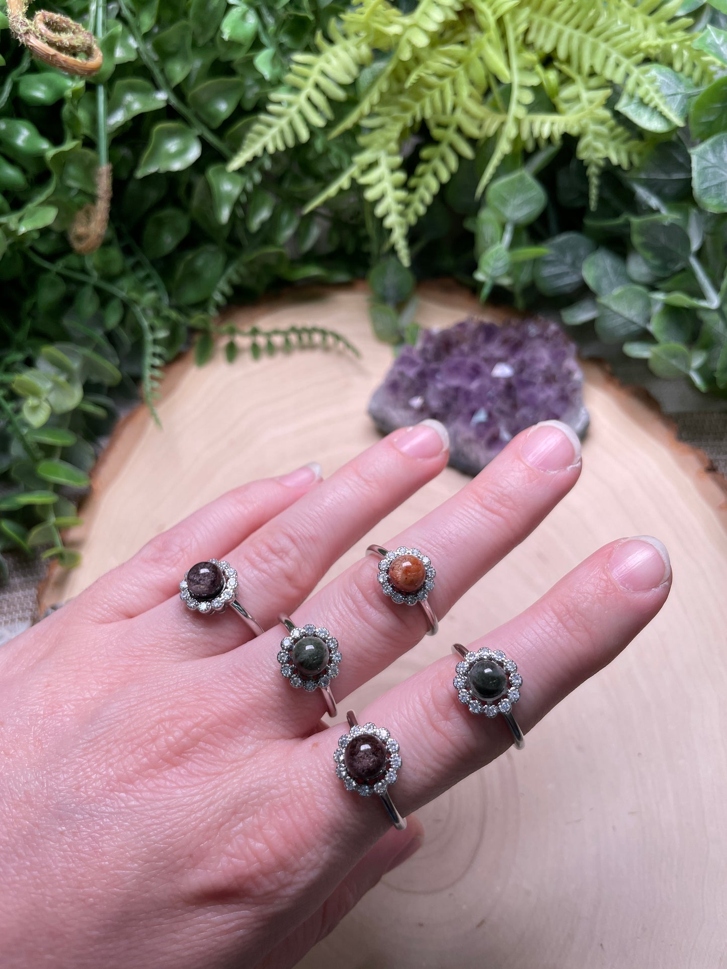 Garden Quartz Adjustable Ring