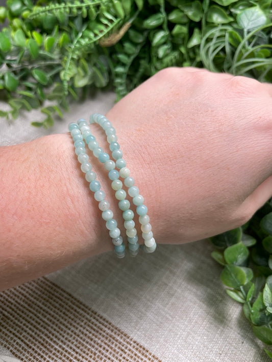 Amazonite 4mm Beaded Bracelet