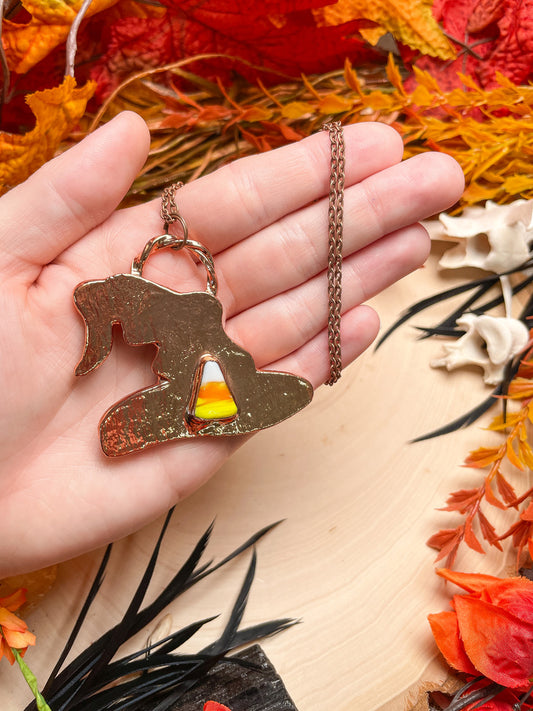 Candy Corn Witch Hat Necklace