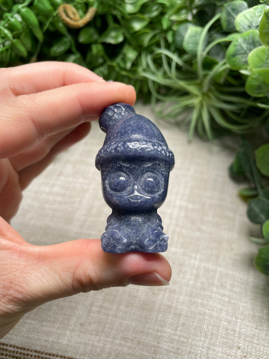 Blue Aventurine Baby Groot in Winter Hat