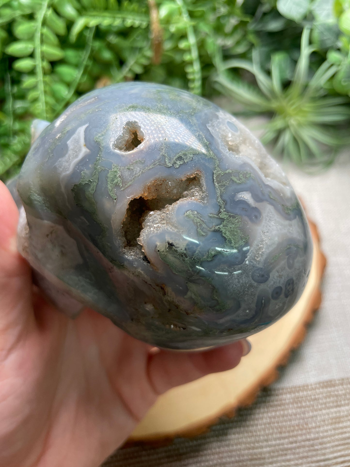 Moss Agate Skull