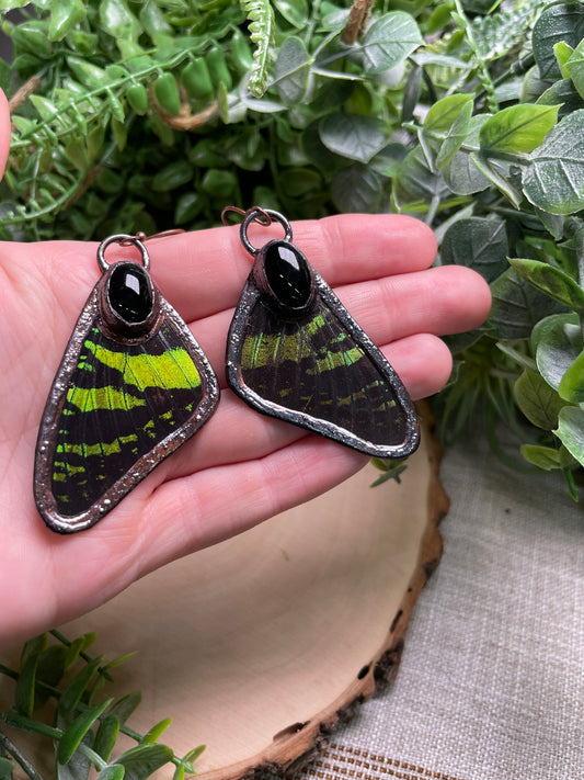 Obsidian Butterfly Wing Earrings