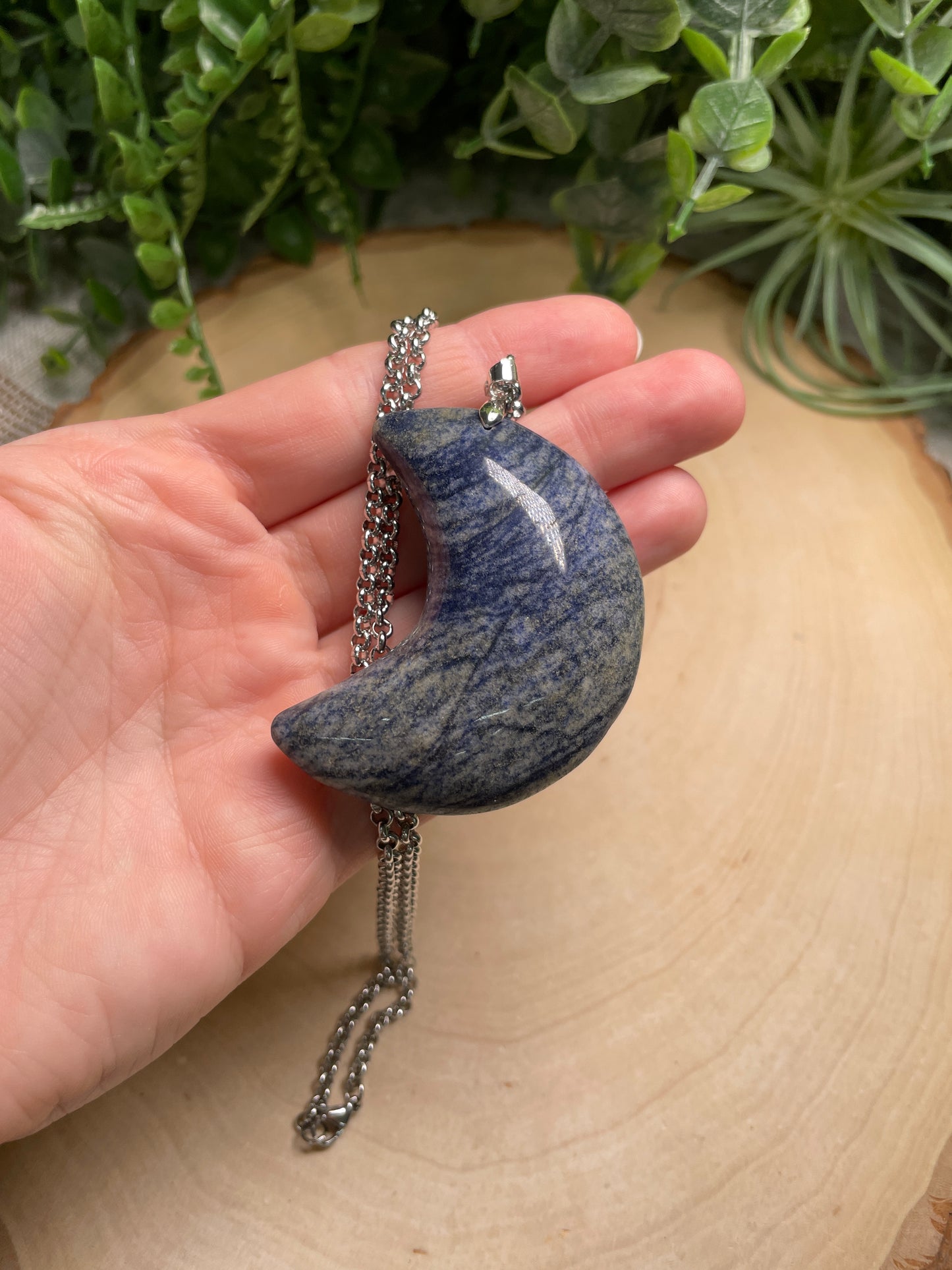 Lapis Chunky Moon Necklace