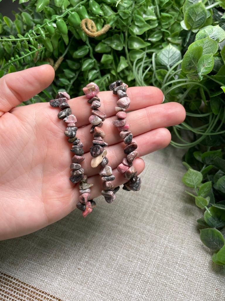 Rhodonite Chip Bracelet