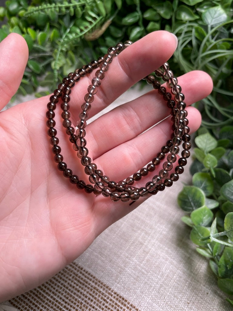 Smoky Quartz 4mm Beaded Bracelet