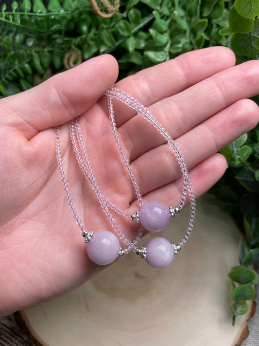 Kunzite and Clear Quartz Choker Necklace