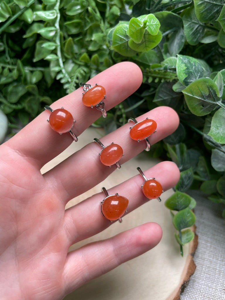 Orange Agate Adjustable Ring