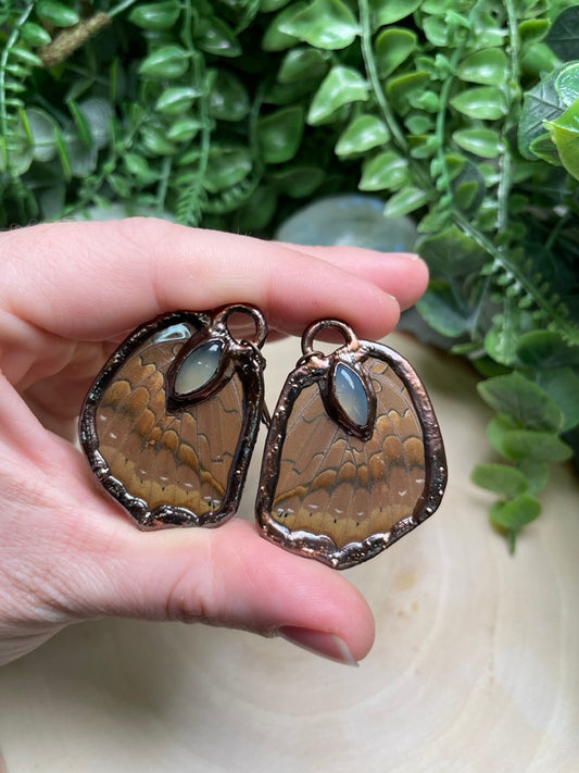 Butterfly Wing and Prehnite Earrings