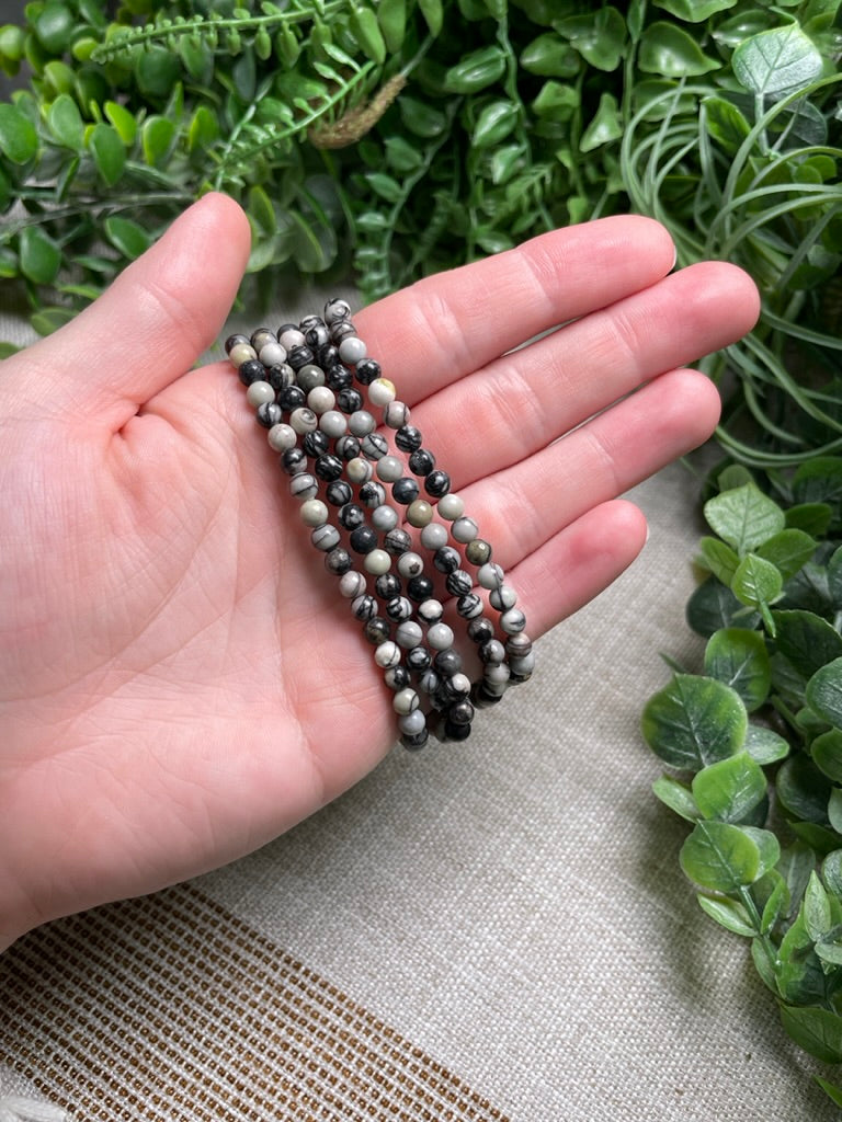 Spiderweb Jasper 4mm Beaded Bracelet