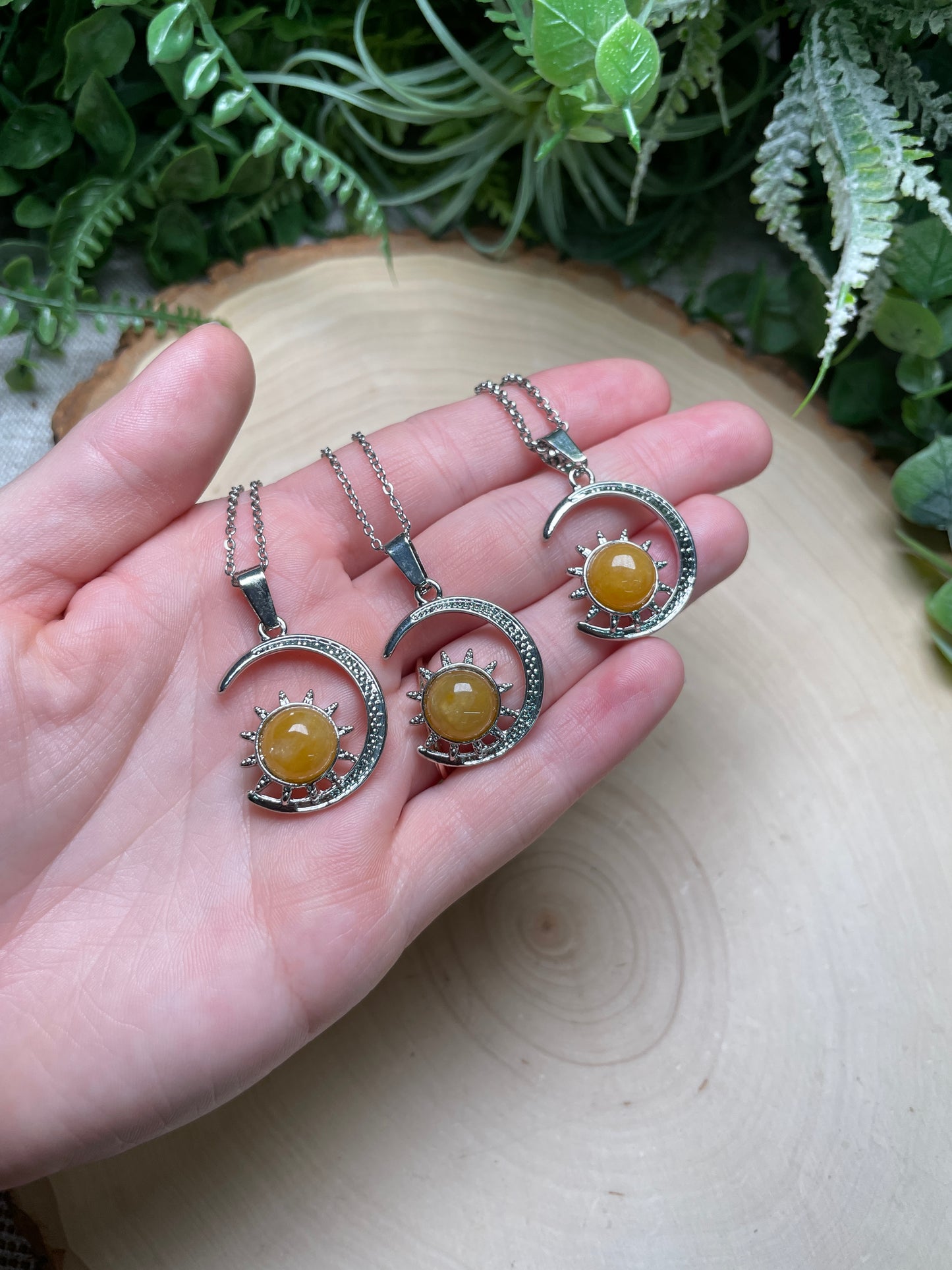 Crystal Moon and Sun Necklace