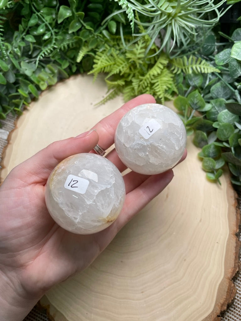 Quartz Mixture Sphere with Agate and/ or Flower Agate Inclusions