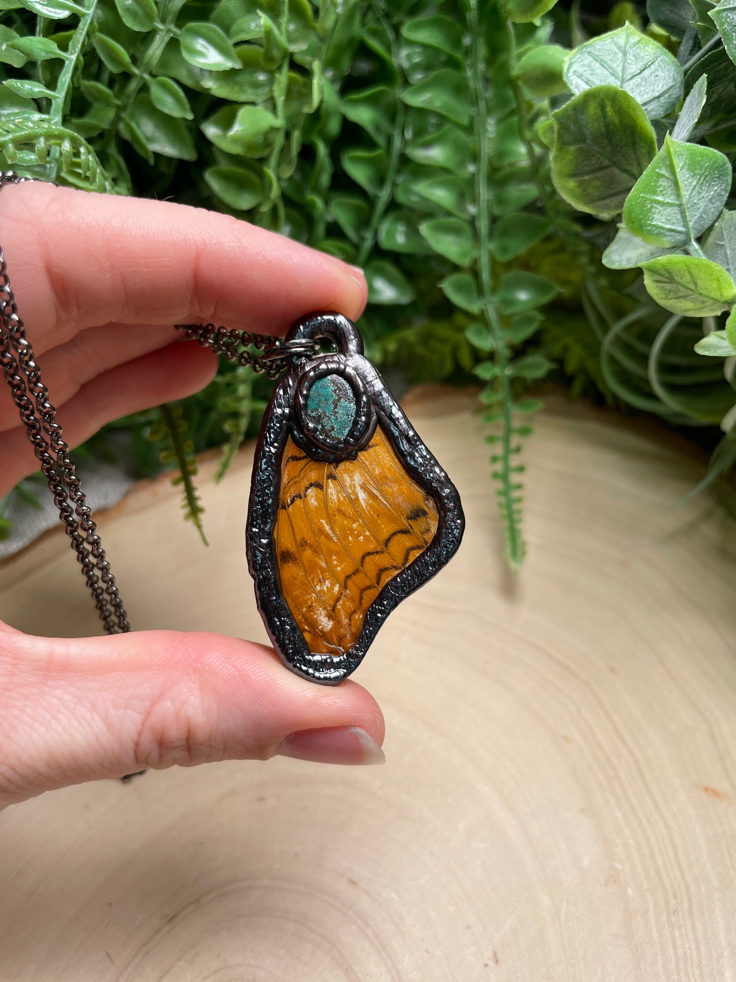 Natural Turquoise Butterfly Wing Necklace