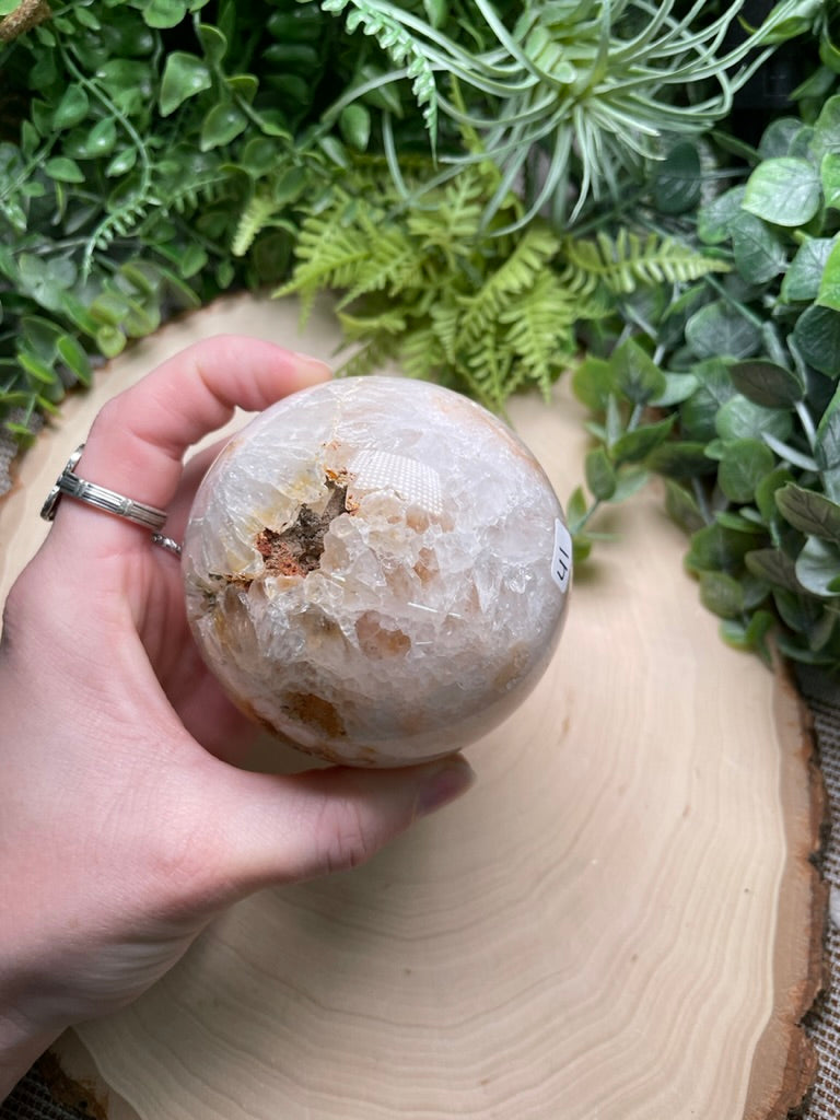 Quartz and Flower Agate Sphere