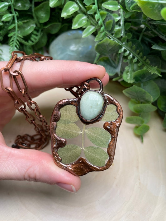 Leaf and Natural Turquoise Necklace