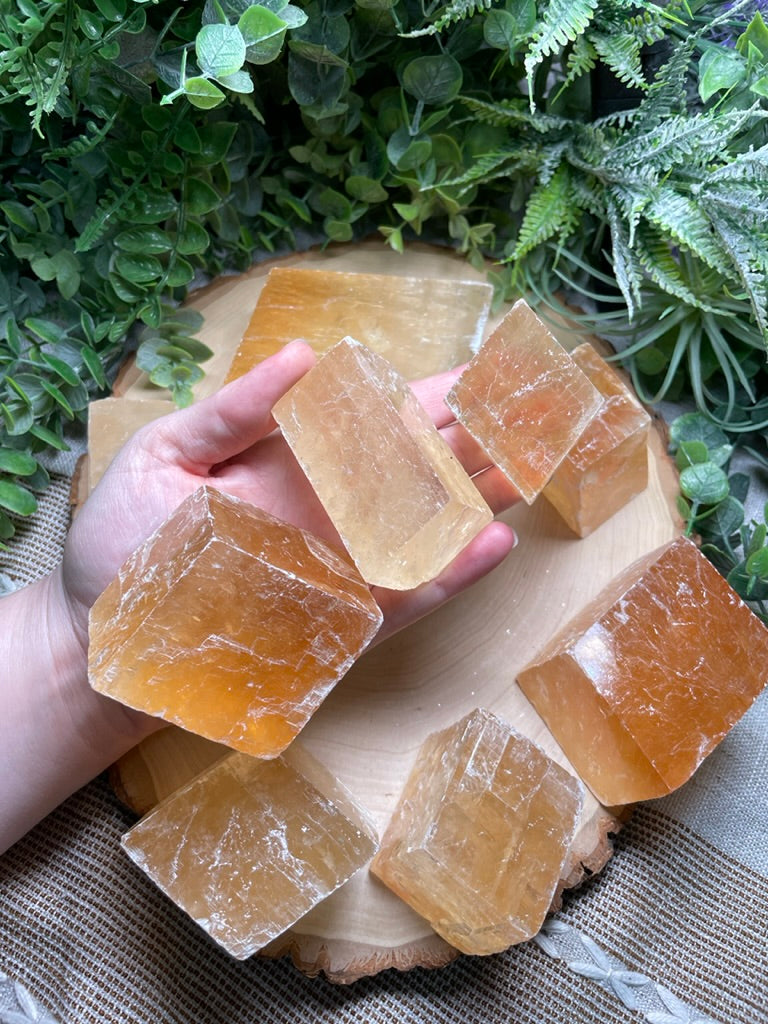 Honey Calcite Cube