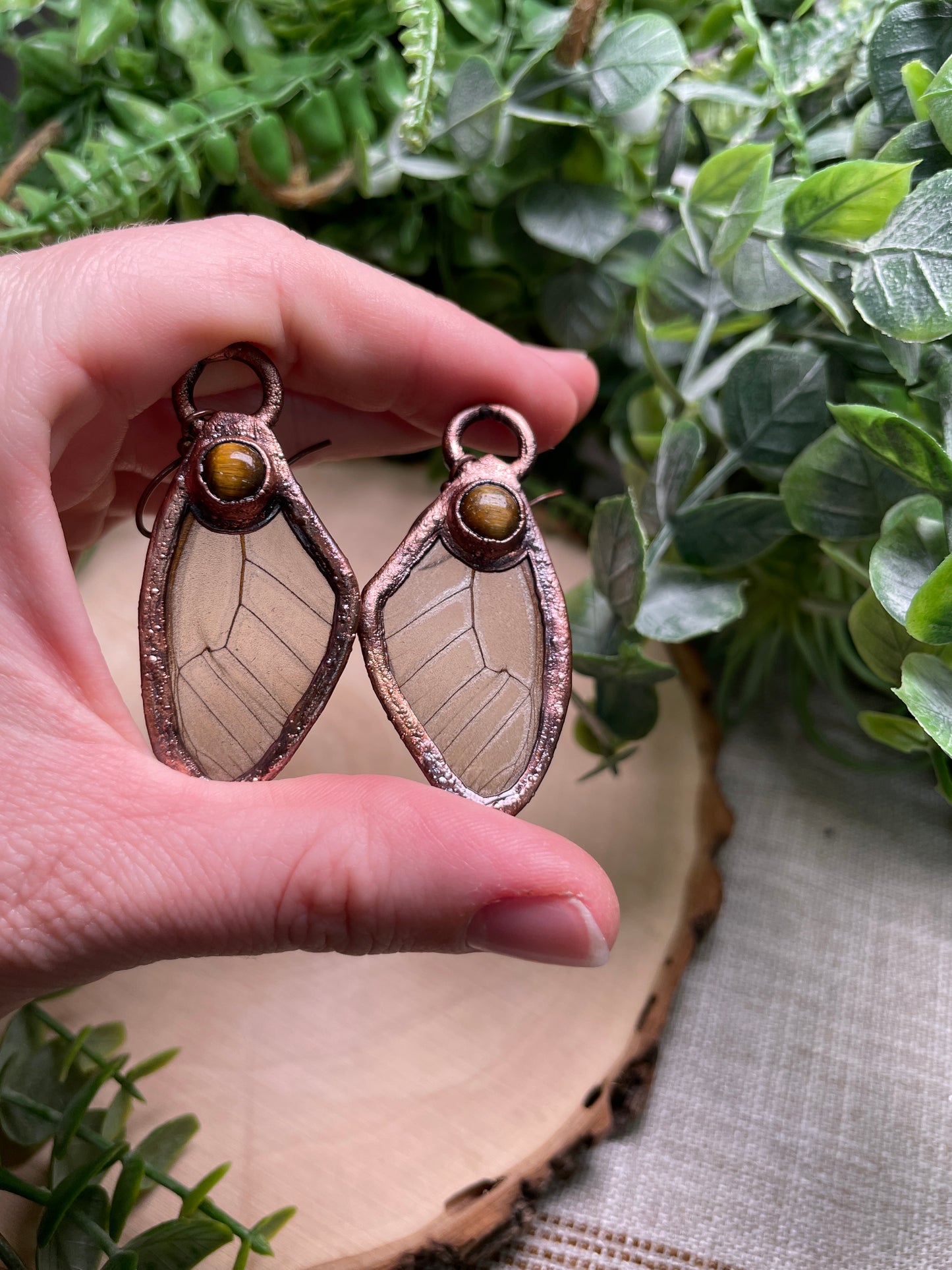 Tigers Eye Butterfly Wing Earrings