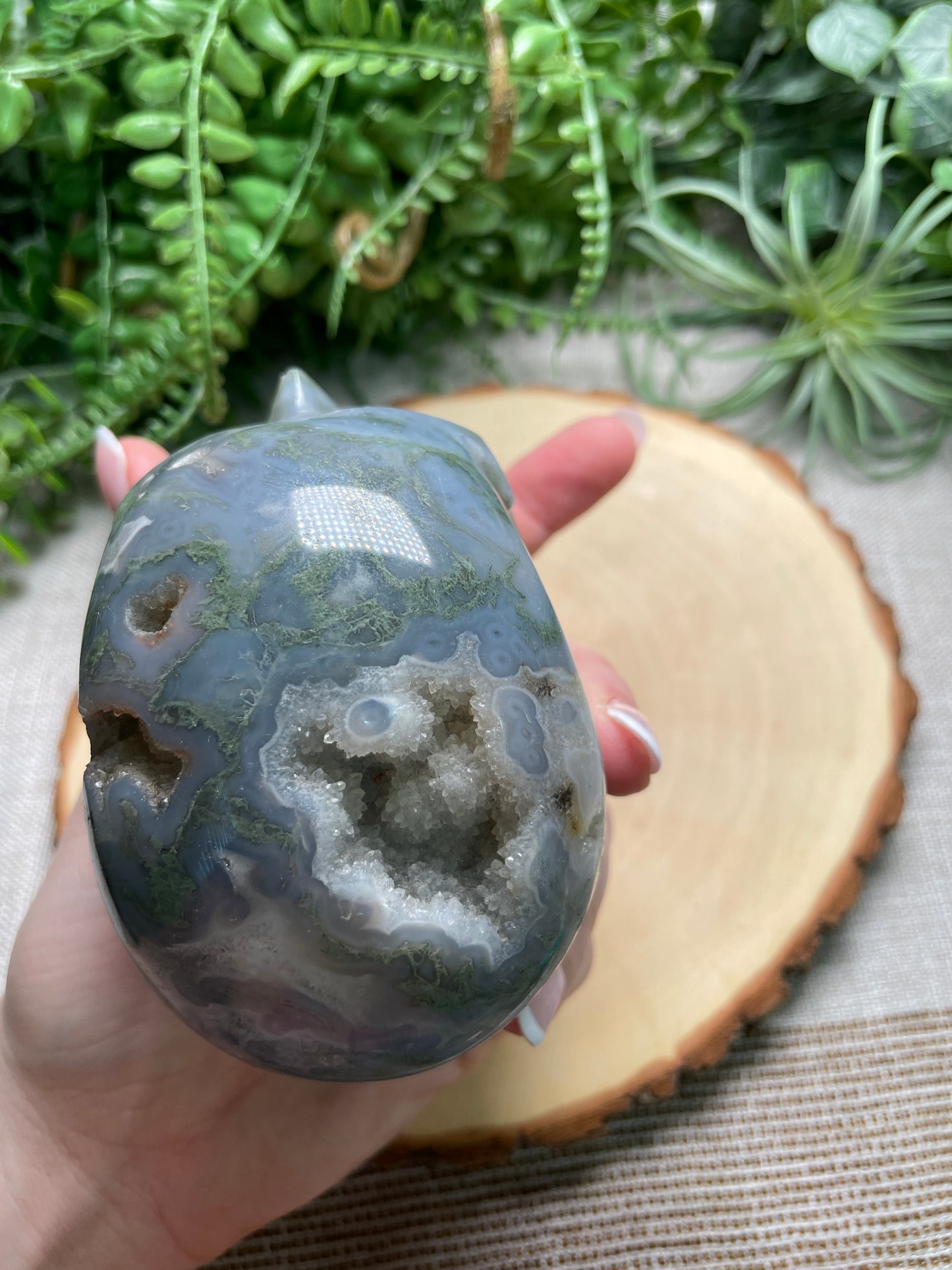 Moss Agate Skull