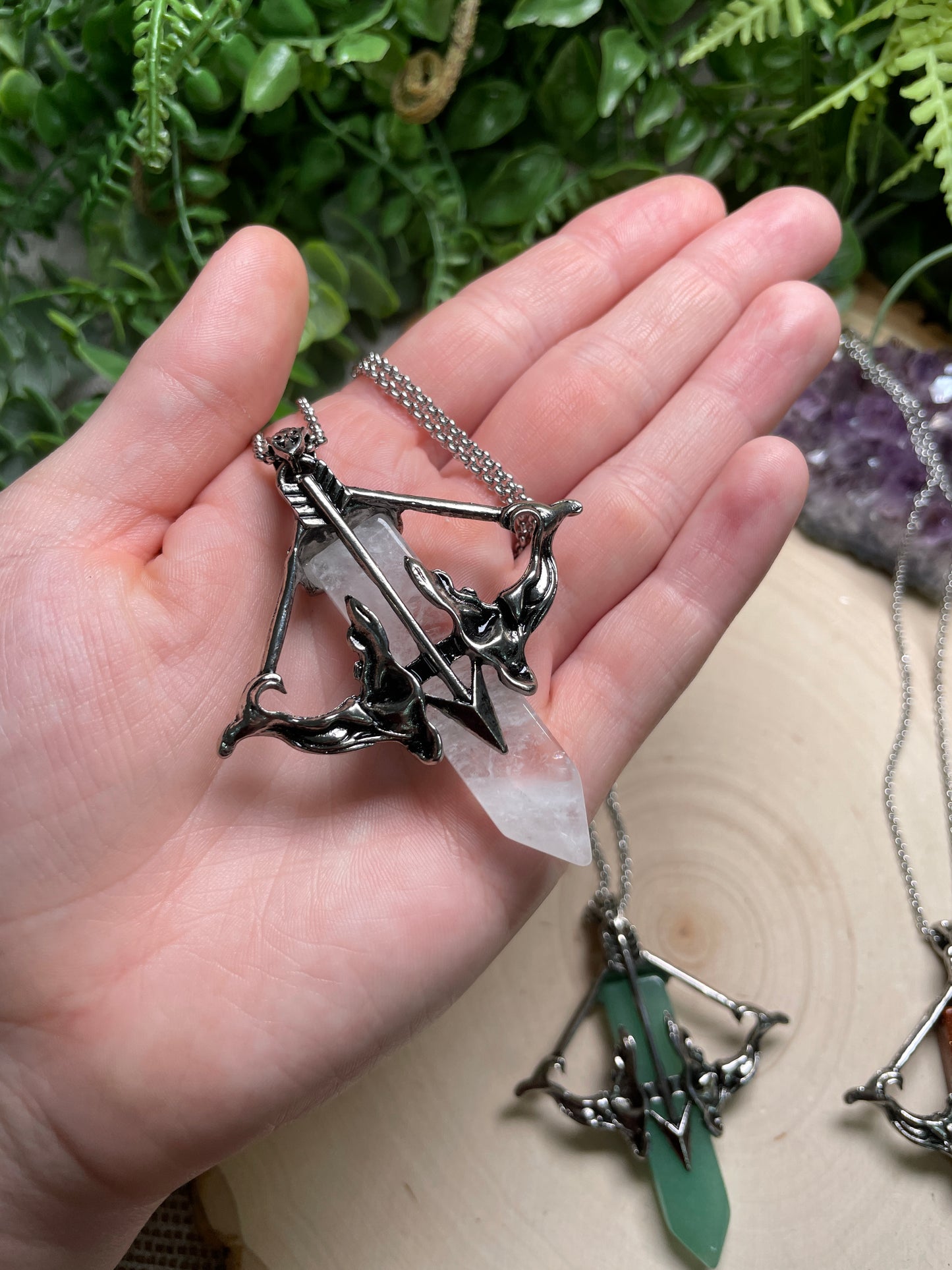 Crystal Crossbow Necklace