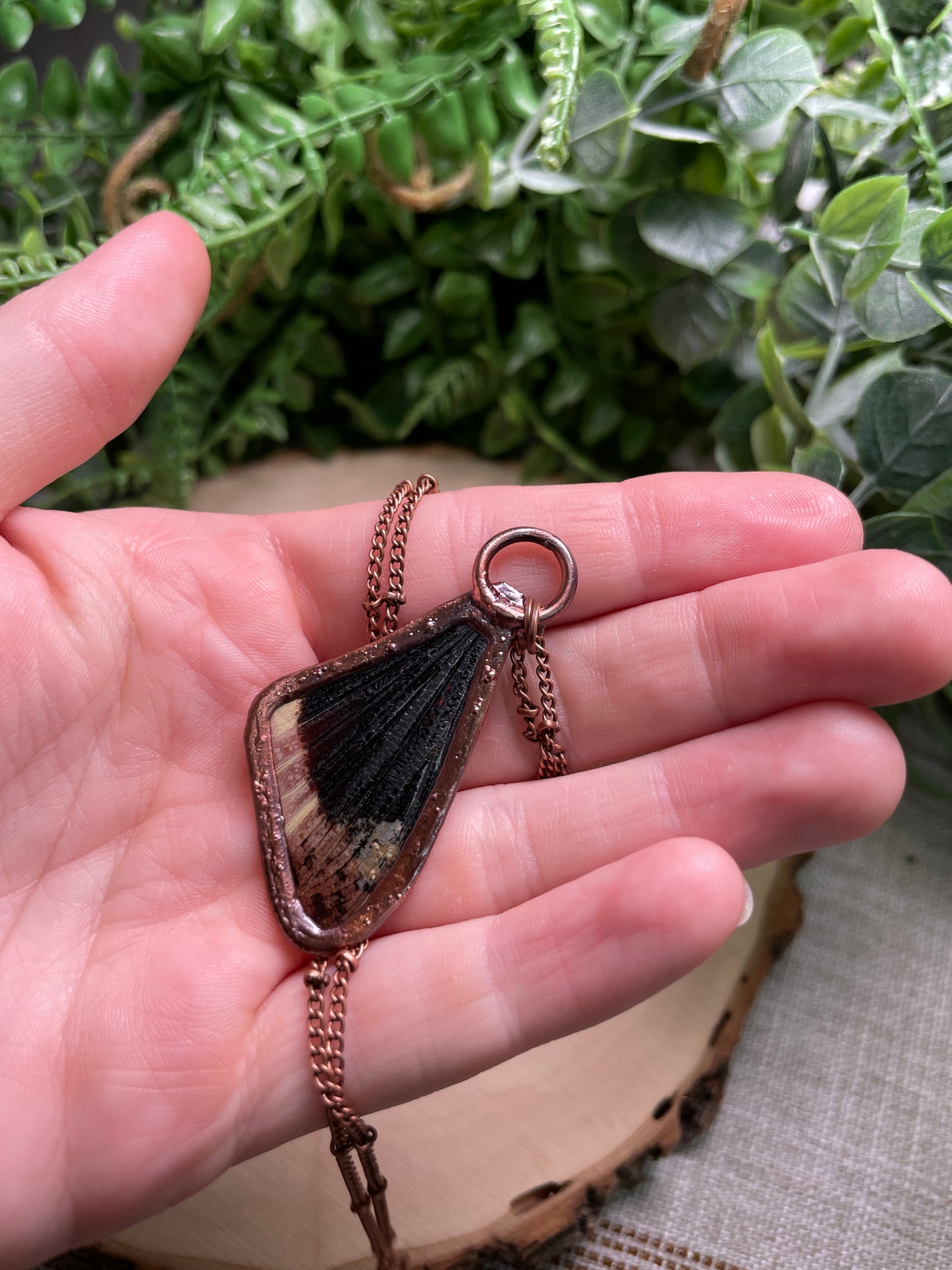 Smoky Quartz Grasshopper Wing Necklace